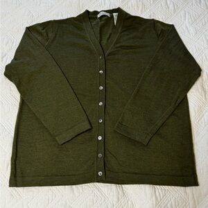 Vintage 100% Italian Merino Wool Lord & Taylor Olive Green Sweater Woman’s Sz 1X